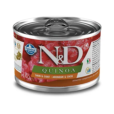 Ração Úmida Lata Farmina N&D Quinoa Pele e Pelo Arenque para Cães Adultos 140 g