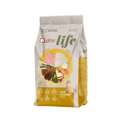 Ração Quatree Life Frango e Arroz para Gatos Adultos Castrados