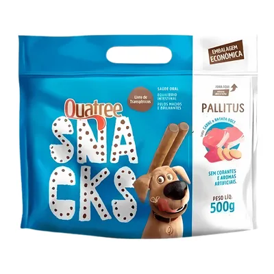 Petisco Quatree Snacks Pallitus Carne e Batata Doce para Cães Adultos 500 g