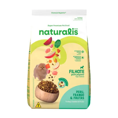 Ração Seca Naturalis Sabor Frango e Peru para Cães Filhotes de Raças Pequenas 2,5 kg