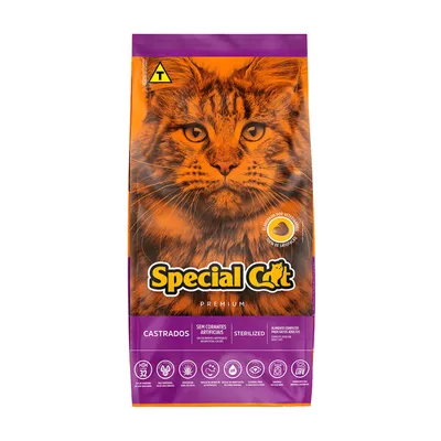 Ração Seca Special Cat Sabor Carne para Gatos Adultos Castrados 10,1 kg