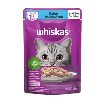Ração Úmida Whiskas Sabor Atum para Gatos Adultos - 85g
