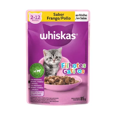 Ração Úmida Whiskas Sabor Frango para Gatos Filhotes - 85g