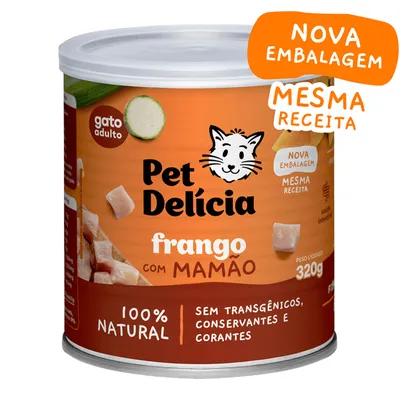 Ração Úmida Pet Delícia Feline Sabor Frango com Mamão para Gatos Adultos 320 g