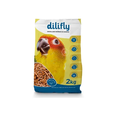 Granulado Higiênico de Madeira DiliFly Premium para Aves - 2Kg