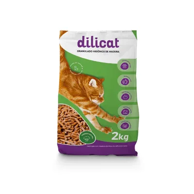 Granulado Higiênico Dilicat de Madeira para Gatos – 2kg