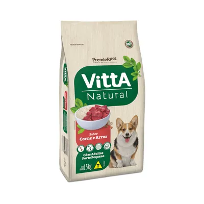 Ração VittA Natural Carne e Arroz para Cães Adultos de Porte Pequeno 15 kg