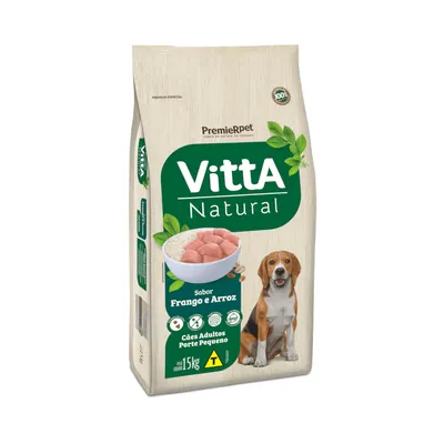 Ração VittA Natural Frango e Arroz para Cães Adultos de Porte Pequeno 15 kg