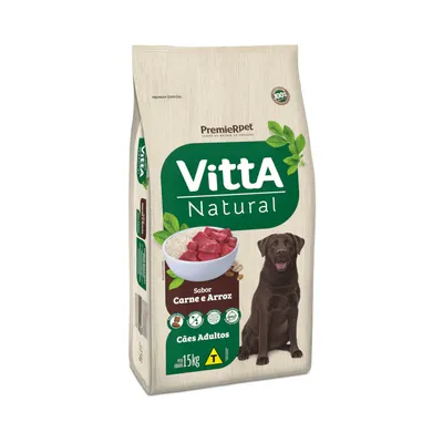 Ração VittA Natural Carne e Arroz para Cães Adultos 15 kg