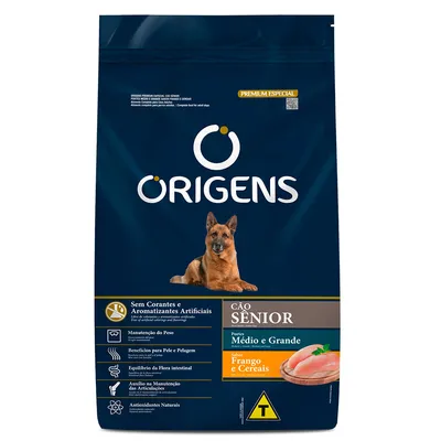 Ração Origens Cães Sênior Médio e Grande Frango e Cereais