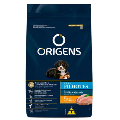 Ração Origens Cães Filhotes Médio e Grande Frango e Cereais