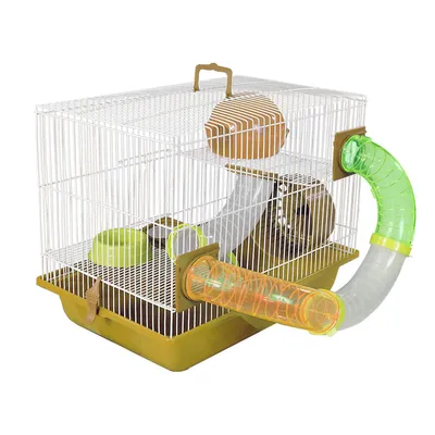 Gaiola para Hamster com Tubos Divertidos 3 Andares Bragança Amarela