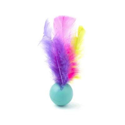 Bolinha com Penas Cat Toy LCM Azul