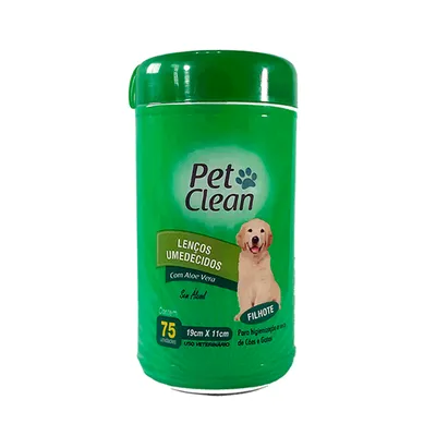 Lenço Umedecido Cães e Gatos Filhotes Pet Clean