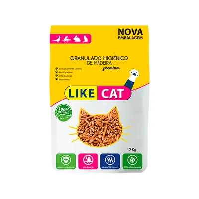 Areia para Gatos Like Cat Granulado Higiênico de Madeira
