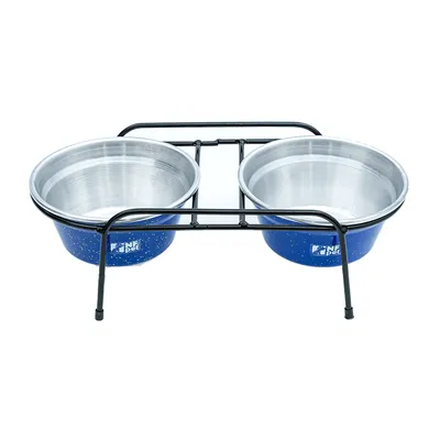 Comedouro Aramado Duplo NF Pet Azul