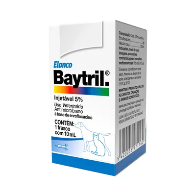 Baytril 5% Injetável Cães e Gatos