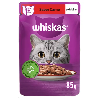 Ração Úmida Whiskas Sachê Carne ao Molho Gatos Adultos