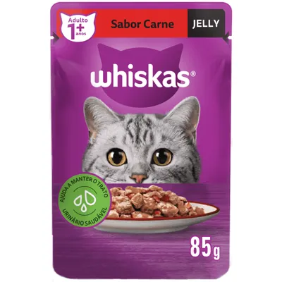 Ração Úmida Whiskas Sachê Carne Jelly Gatos Adultos
