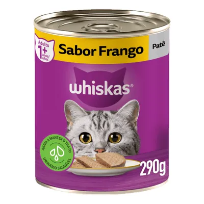 Ração Úmida Whiskas Lata Patê para Gatos Adultos Frango