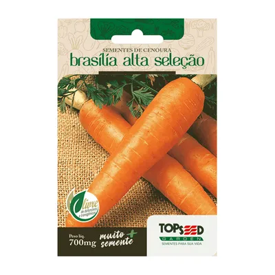 Sementes de Cenoura Brasília Alta Seleção Tradicional Topseed Garden