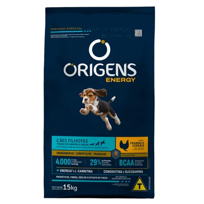 Ração Origens Energy Cães Filhotes Frango e Cereais