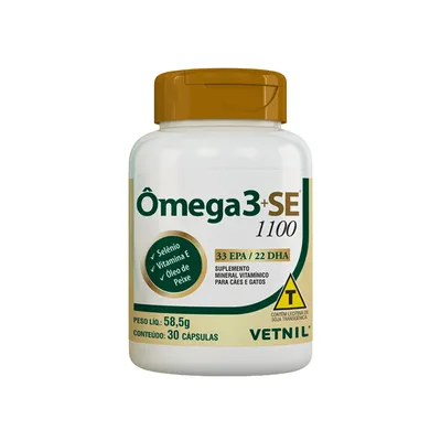 Ômega 3+SE 1100 Suplemento Cães e Gatos