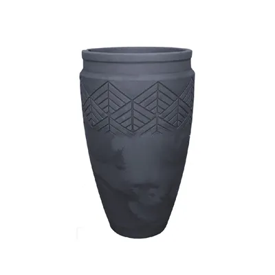 Vaso Tribo Cilíndrico Japi Preto Ardósia