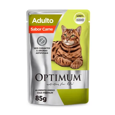 Ração Úmida Optimum Sachê Gatos Adultos Carne
