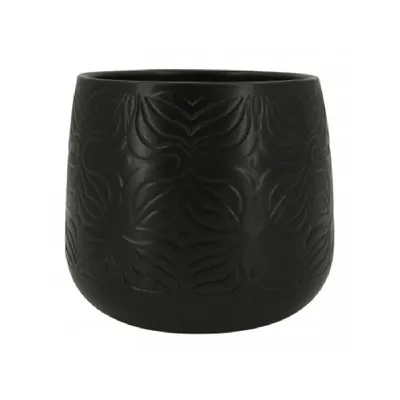 Vaso Bretagne Cerâmica Flor Ts Brasil Preto Fosco