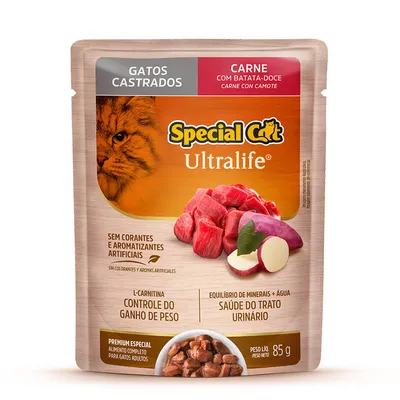 Ração Úmida Special Cat Ultralife Gatos Castrados Carne