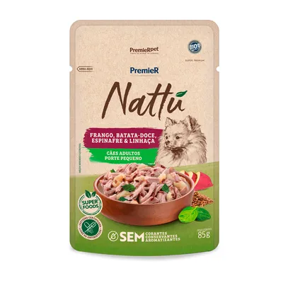 Ração Úmida Premier Nattu Cães Adultos Porte Pequeno Frango e Batata-Doce