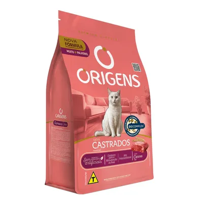 Ração Origens Gatos Castrados Carne