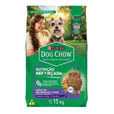 Ração Dog Chow Cães Adultos 7+ Longevidade Carne e Frango
