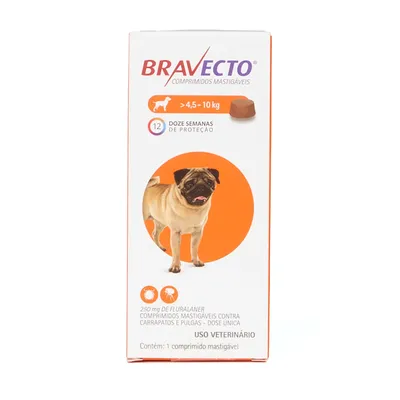 Antipulgas e Carrapatos Bravecto > 4,5 a 10 kg para Cães 250mg