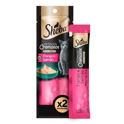 Petisco Sheba Cremoso para Gatos Adultos Frango e Salmão