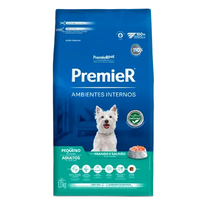 Ração Premier Ambientes Internos Cães Adultos Raças Pequenas Frango e Salmão