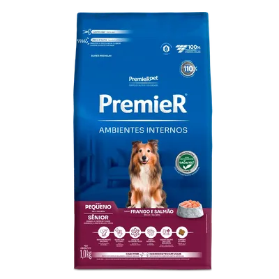 Ração Premier Ambientes Internos Cães Sênior Porte Pequeno Frango e Salmão