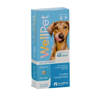 Antipulgas e Carrapatos Wellpet 100 mg para Cães 4,6 a 10 kg