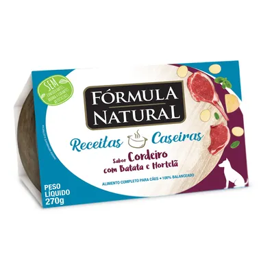 Ração Úmida Fórmula Natural Receita Caseira Cães Cordeiro com Batata e Hortelã