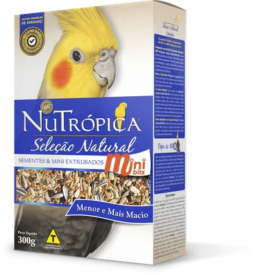 Ração Nutrópica para Calopsita Seleção Natural Sementes e Extrusado Mini Bits