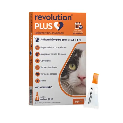 Antipulgas Revolution Plus para Gatos de 2,6 kg a 5 kg