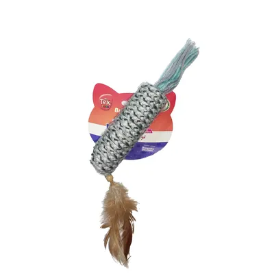 Brinquedo Crochê com Penas Tex Pets Cinza