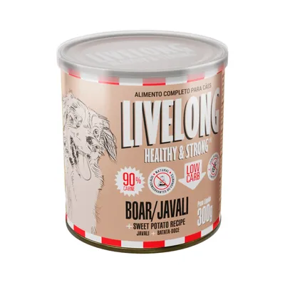 Ração Úmida Natural para Cães Livelong Javali