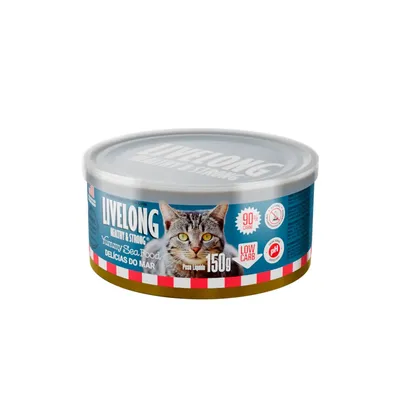 Ração Úmida Natural para Gatos Livelong Yummy Sea Food Delícias do Mar