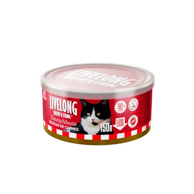 Ração Úmida Natural para Gatos Livelong Yummy Meats Delícias de Carnes