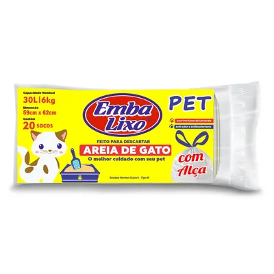 Saco para Areia de Gato com Alças Embalixo Bloqueador de Odor
