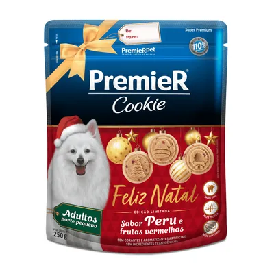 Cookie Premier Natal Cães Adultos Porte Pequeno Peru e Frutas Vermelhas