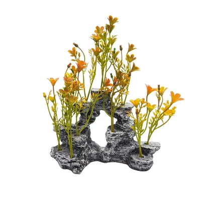 Enfeite para Aquário Rocha com Plantas Aquária