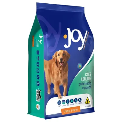 Ração Joy High Premium Cães Adultos Raças Médias e Grandes Frango e Carne